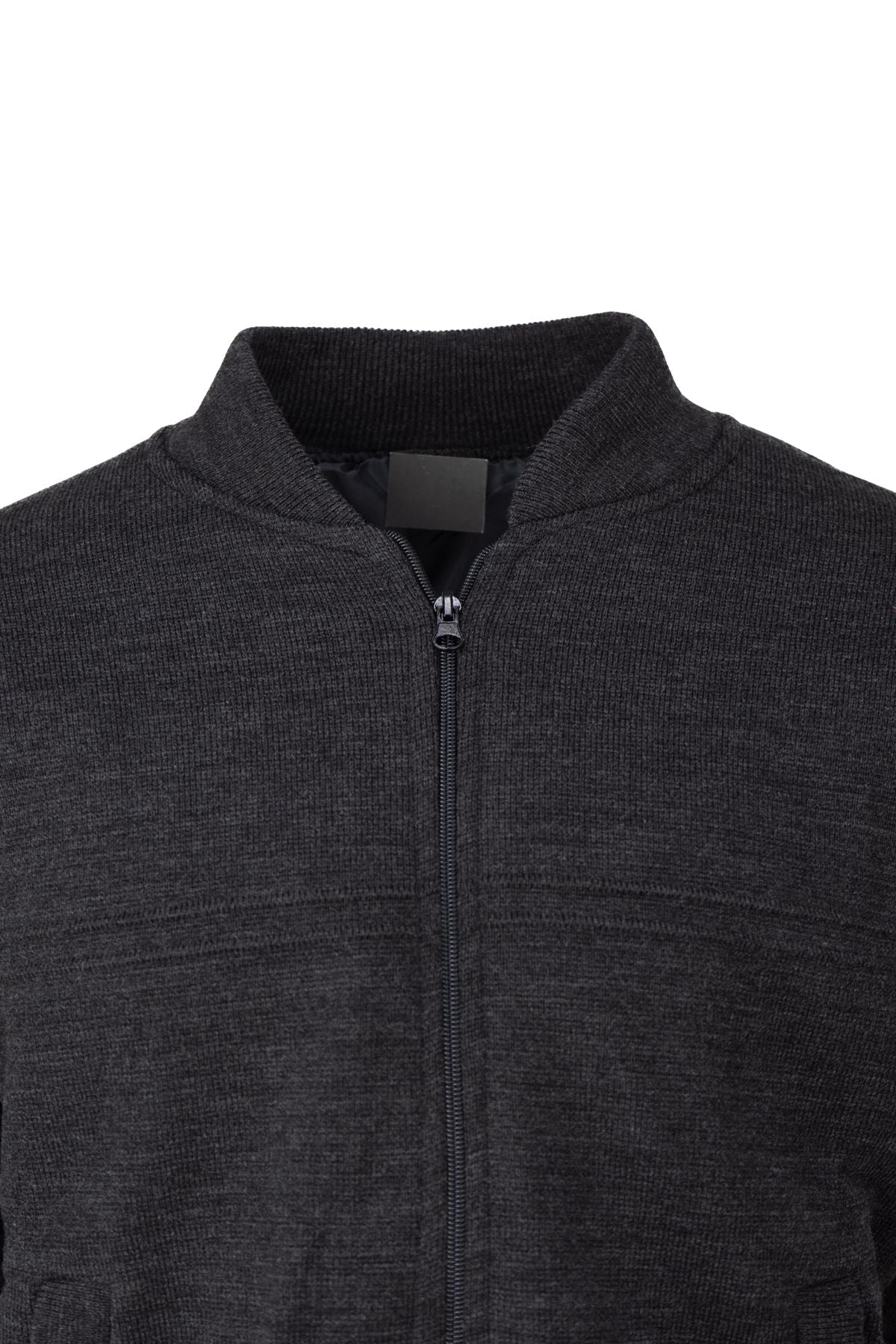 Erkek Kışlık Kalın Çelik Örme Triko Hırka KendindenMotifli Astarlı Fermuarlı Cepli HakimYaka